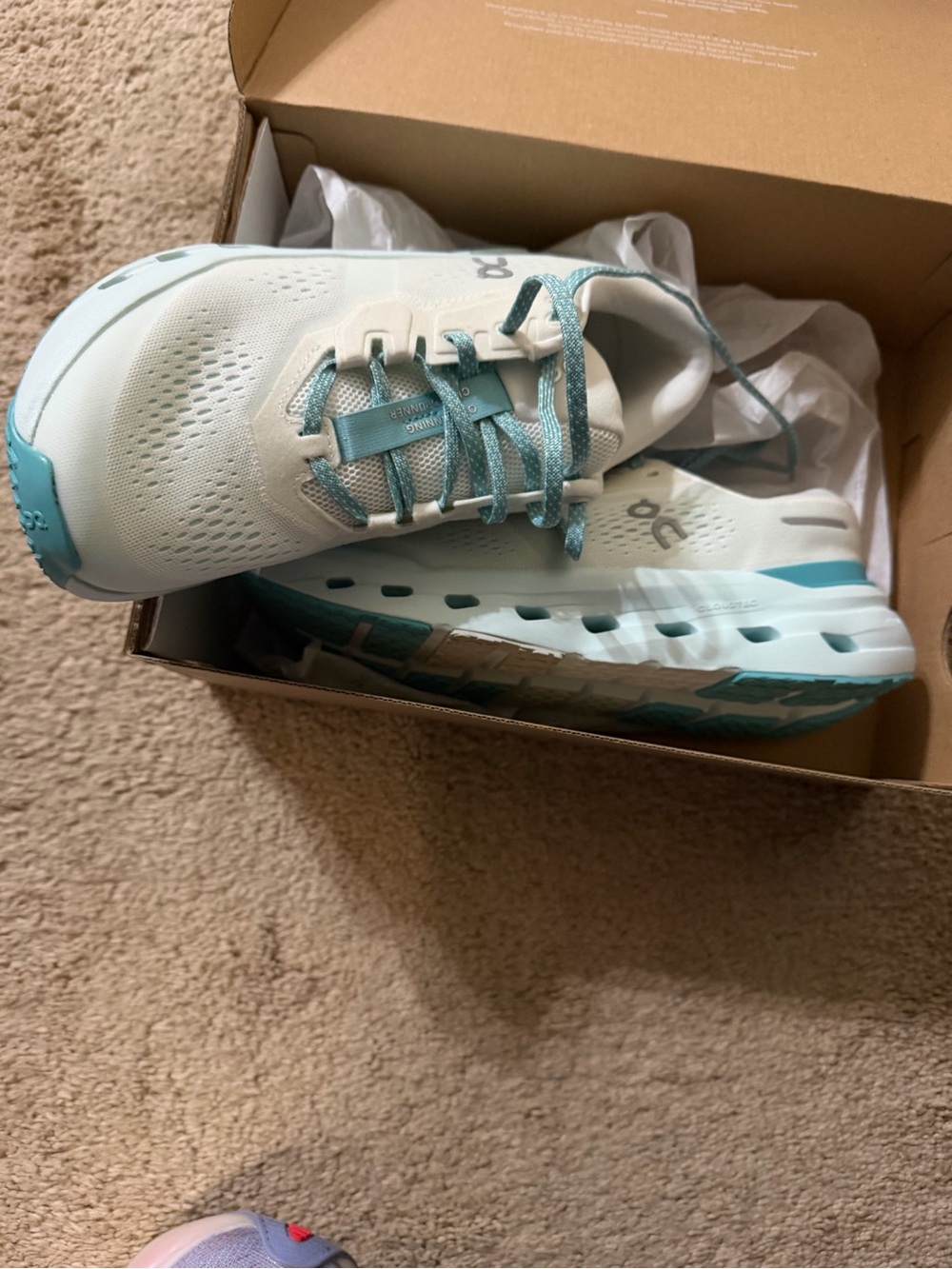 On Running Women's cloud runner 3 White Teal Running Shoes never been worn